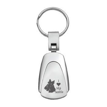 Teardrop Shaped Keychain Fob  - I Love My Scottish Terrier
