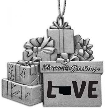 Pewter Gift Display Christmas Tree Ornament - Oklahoma Love - Oklahoma Love
