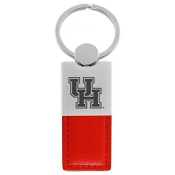 Modern Leather and Metal Keychain - University of Houston