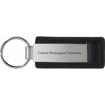 Stitched Leather and Metal Keychain - Central Washington Wildcats