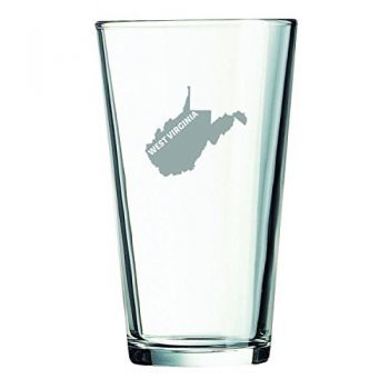 16 oz Pint Glass  - West Virginia State Outline - West Virginia State Outline