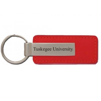 Stitched Leather and Metal Keychain - Tuskegee Tigers