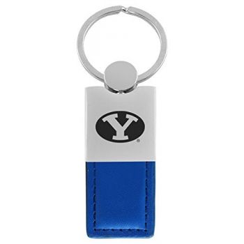 Modern Leather and Metal Keychain - BYU Cougars