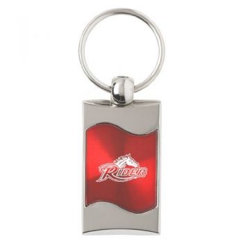 Keychain Fob with Wave Shaped Inlay - Rider Broncos