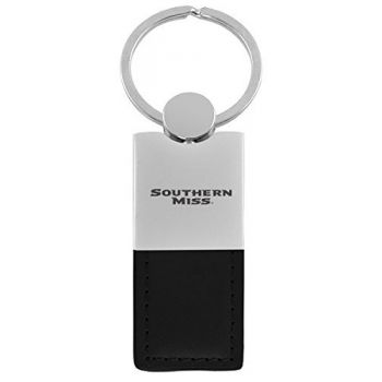 Modern Leather and Metal Keychain - Southern Miss Eagles
