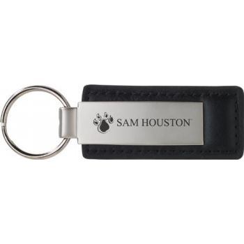 Stitched Leather and Metal Keychain - Sam Houston State Bearkats 