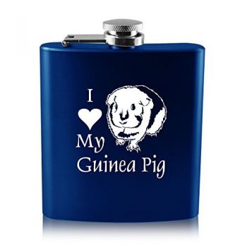 6 oz Stainless Steel Hip Flask  - I Love My Guinea Pig