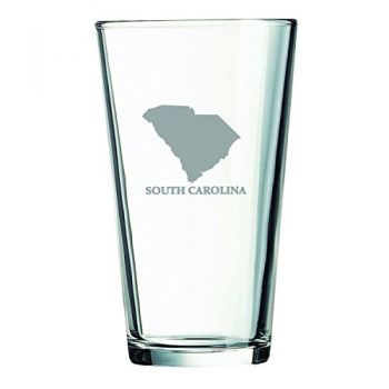 16 oz Pint Glass  - South Carolina State Outline - South Carolina State Outline