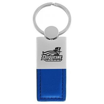 Modern Leather and Metal Keychain - Duquesne Dukes