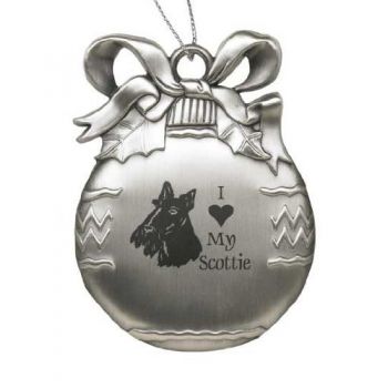 Pewter Christmas Bulb Ornament  - I Love My Scottish Terrier