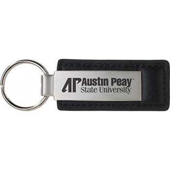 Stitched Leather and Metal Keychain - Austin Peay State Governors