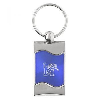 Keychain Fob with Wave Shaped Inlay - Memphis Tigers