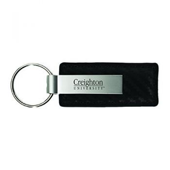 Carbon Fiber Styled Leather and Metal Keychain - Creighton Blue Jays