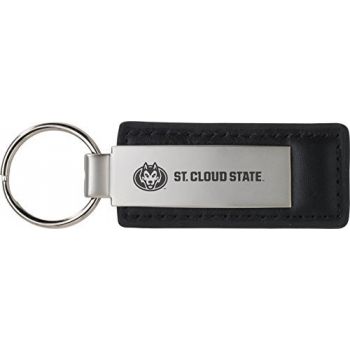 Stitched Leather and Metal Keychain - St. Cloud State Huskies