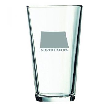 16 oz Pint Glass  - North Dakota State Outline - North Dakota State Outline