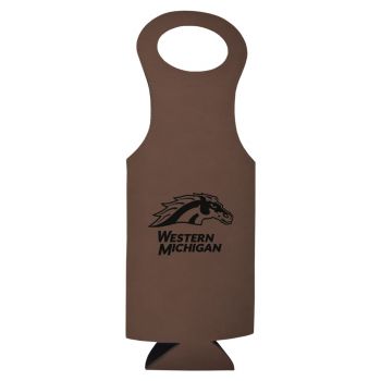 Velour Leather Wine Tote Carrier - Western Michigan Broncos