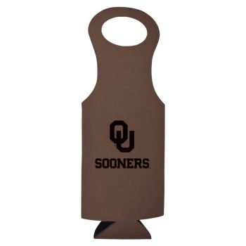 Velour Leather Wine Tote Carrier - Oklahoma Sooners