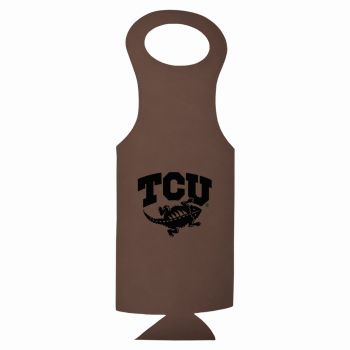 Velour Leather Wine Tote Carrier - TCU Horned Frogs