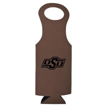 Velour Leather Wine Tote Carrier - Oklahoma State Bobcats