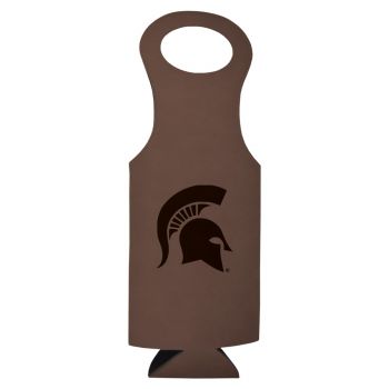 Velour Leather Wine Tote Carrier - Michigan State Spartans