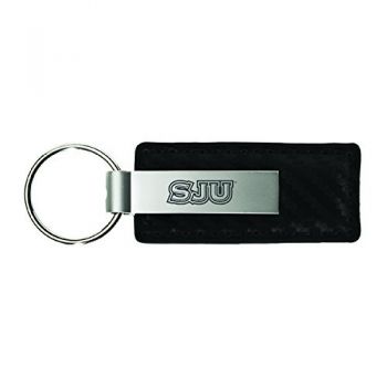 Carbon Fiber Styled Leather and Metal Keychain - St. Joseph's Hawks