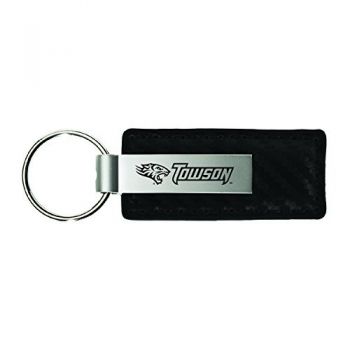 Carbon Fiber Styled Leather and Metal Keychain - Towson Tigers