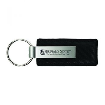 Carbon Fiber Styled Leather and Metal Keychain - SUNY Buffalo Bengals