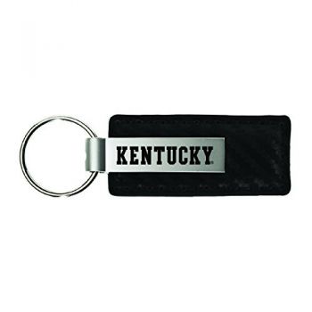 Carbon Fiber Styled Leather and Metal Keychain - Kentucky Wildcats
