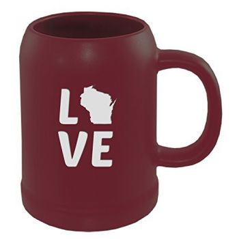 22 oz Ceramic Stein Coffee Mug - Wisconsin Love - Wisconsin Love