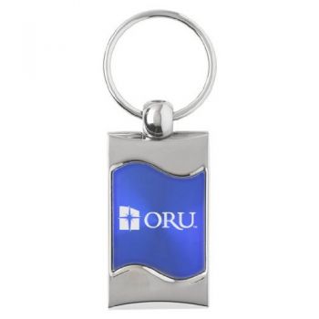Keychain Fob with Wave Shaped Inlay - Oral Roberts Golden Eagles