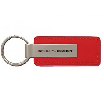 Stitched Leather and Metal Keychain - University of Houston