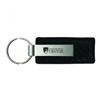 Carbon Fiber Styled Leather and Metal Keychain - Denver Pioneers