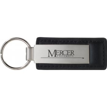 Stitched Leather and Metal Keychain - Mercer Bears