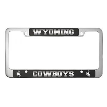 Stainless Steel License Plate Frame - Wyoming Cowboys