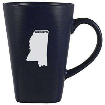 14 oz Square Ceramic Coffee Mug - Mississippi State Outline - Mississippi State Outline