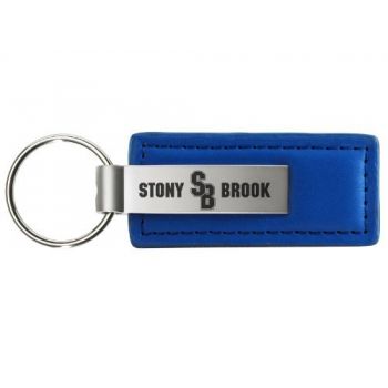 Stitched Leather and Metal Keychain - Stony Brook Seawolves