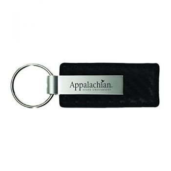 Carbon Fiber Styled Leather and Metal Keychain - Appalachian State Mountaineers