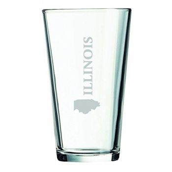 16 oz Pint Glass  - Illinois State Outline - Illinois State Outline