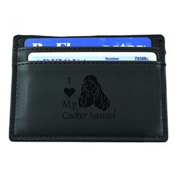 Slim Wallet with Money Clip  - I Love My Cocker Spaniel