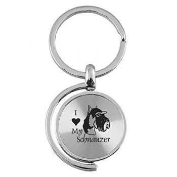 Spinner Round Keychain  - I Love My Schnauzer