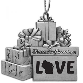 Pewter Gift Display Christmas Tree Ornament - Wisconsin Love - Wisconsin Love
