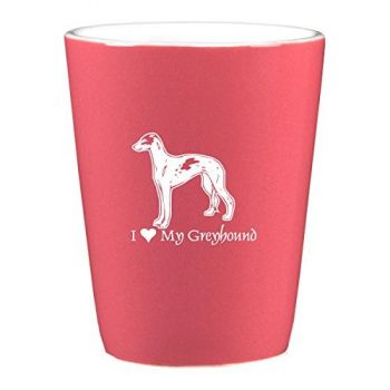2 oz Ceramic Shot Glass  - I Love My Greyhound