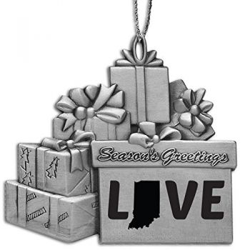 Pewter Gift Display Christmas Tree Ornament - Indiana Love - Indiana Love