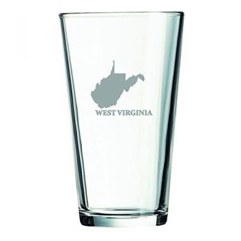 16 oz Pint Glass  - West Virginia State Outline - West Virginia State Outline