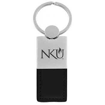 Modern Leather and Metal Keychain - NKU Norse