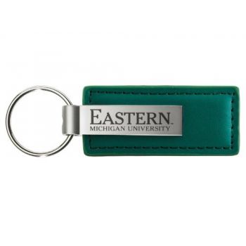 Stitched Leather and Metal Keychain - Eastern Michigan Eagles