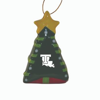 Ceramic Christmas Tree Shaped Ornament - LA Tech Bulldogs