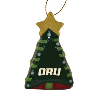 Ceramic Christmas Tree Shaped Ornament - Oral Roberts Golden Eagles