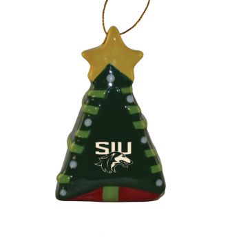 Ceramic Christmas Tree Shaped Ornament - Southern Illinois Salukis