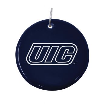 Ceramic Disk Holiday Ornament - UIC Flames